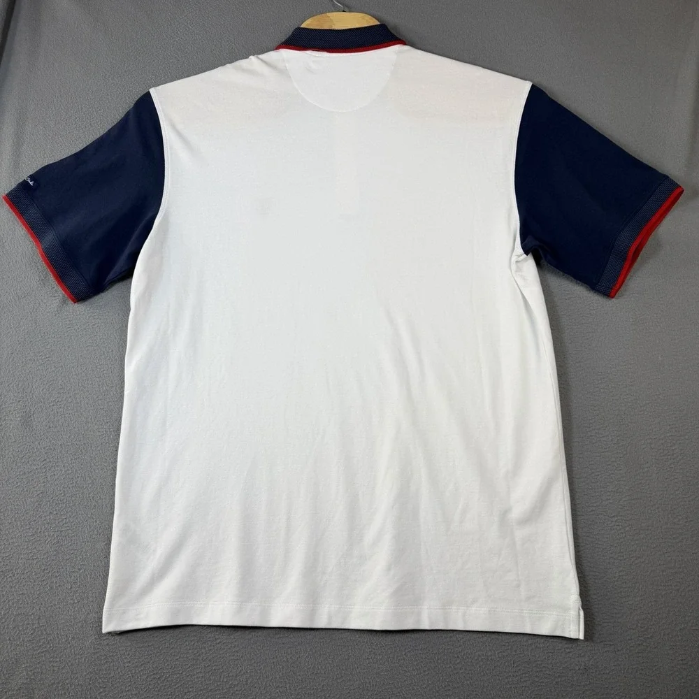 Bad Birdie Pique Golf Polo Mens XL White Dark Navy Red Shirt Short Sleeve USA - Picture 5 of 9